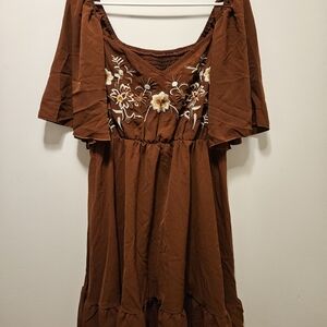 Elegant Floral Embroidered Midi Dress